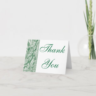 Agradecimiento Elegante borde verde Brocade Gracias tarjeta de no