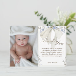 Agradecimiento Elegante Chica Coquette Bow Foto Tarjeta de agrade