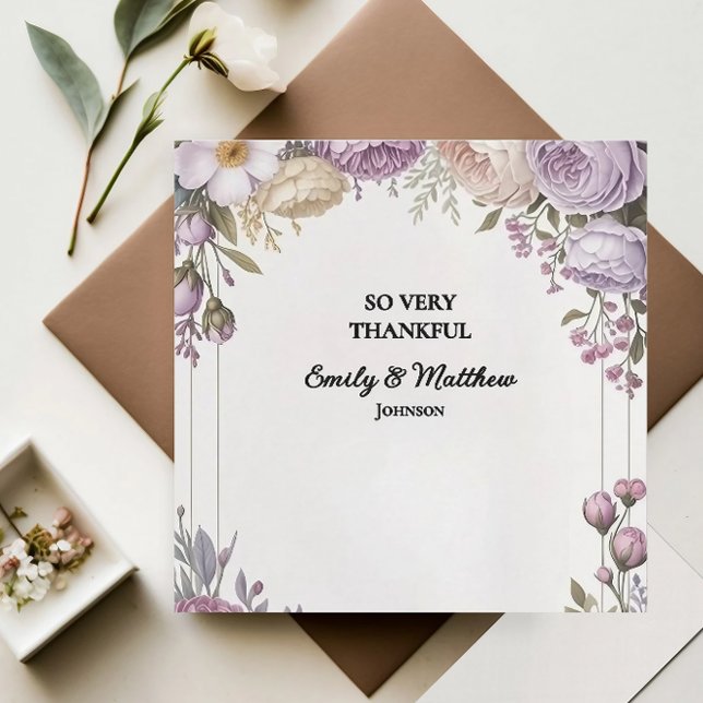 Agradecimiento Elegante Diseñador Floral Tarjeta de agradecimient (Subido por el creador)