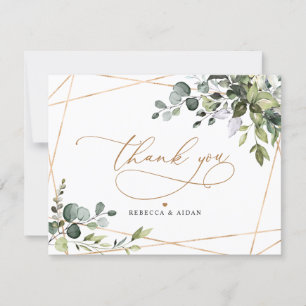 Agradecimiento Elegante Eucalyptus Greenery Gold Tarjeta de agrad