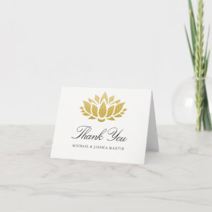 Agradecimiento Elegante Flor de Loto de Oro Tarjeta de Agradecimi