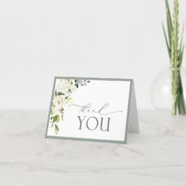 Agradecimiento Elegante floral verde gris blanco - Tarjeta de agr