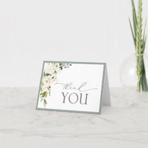 Agradecimiento Elegante floral verde gris blanco - Tarjeta de agr