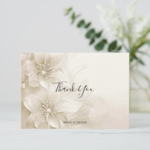 Agradecimiento Elegante Flores Blancas De Marfil - Tarjeta De Agr