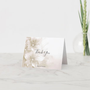 Agradecimiento Elegante Flores Blancas De Marfil - Tarjeta De Agr