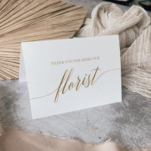 Agradecimiento Elegante florista de caligrafía de oro tarjeta de 