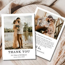 Agradecimiento Elegante foto de matrimonio guión simple tarjeta d