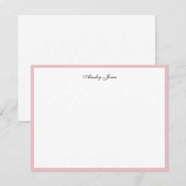 Agradecimiento Elegante frontera rosa personalizada Tarjeta de ag (Anverso / Reverso)