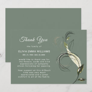 Agradecimiento Elegante Funeral Greenery Gold Tarjeta de agradeci