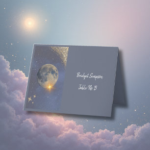 Agradecimiento elegante galaxia azul cielo tarjeta de asiento úni