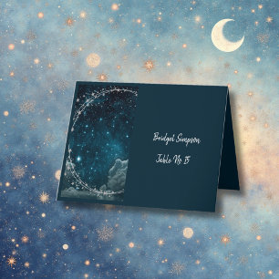 Agradecimiento elegante galaxia azul cielo tarjeta de asiento úni