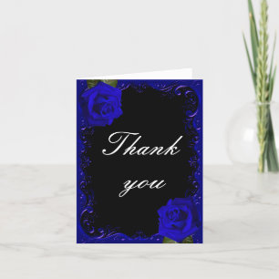 Agradecimiento Elegante Gótico Rosas azules - Tarjeta de agradeci