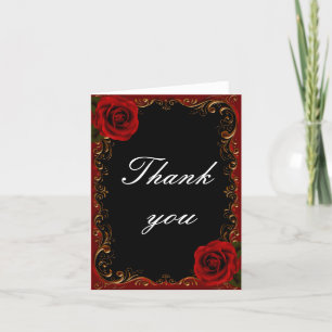Agradecimiento Elegante Gótico Roses Rojos Tarjeta de agradecimie