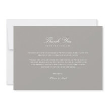 Elegante guión blanco y gris tarjeta de agradecimi