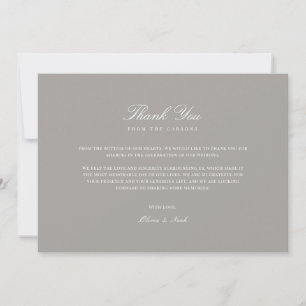 Agradecimiento Elegante guión blanco y gris tarjeta de agradecimi