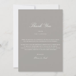 Agradecimiento Elegante guión blanco y gris tarjeta de agradecimi