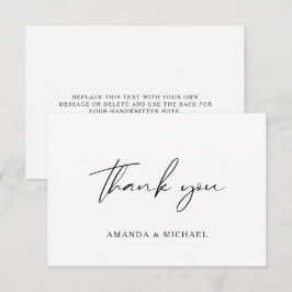 Agradecimiento Elegante guión Boda blanco negro tarjeta de agrade
