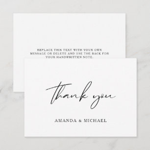 Agradecimiento Elegante guión Boda blanco negro tarjeta de agrade