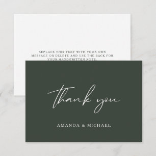 Agradecimiento Elegante guión Hunter Green Boda Tarjeta de agrade