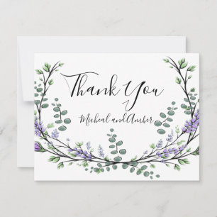 Agradecimiento Elegante Lavanda Eucalyptus Boda Tarjeta de agrade