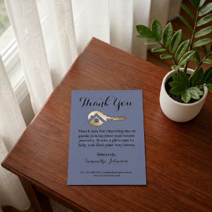 Agradecimiento Elegante Llave de Oro Tarjeta de Inmuebles de Lujo