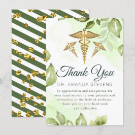 Agradecimiento Elegante Médica de Verdor Tarjeta de agradecimient
