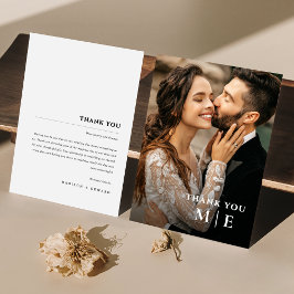 Agradecimiento Elegante Minimalista Monograma Boda Tarjeta de agr