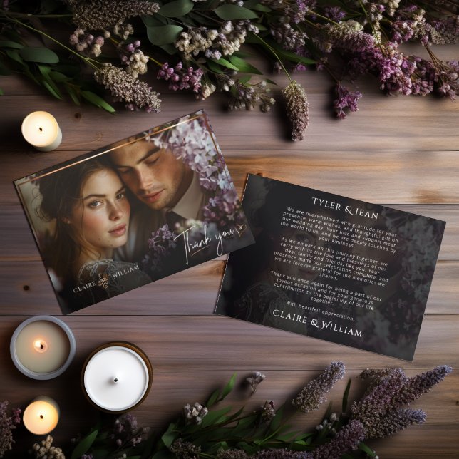 Agradecimiento Elegante Moda Personalizada Boda Foto Tarjeta de a (Subido por el creador)