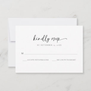 Agradecimiento Elegante Monograma Tarjeta RSVP de Boda Negra y Bl