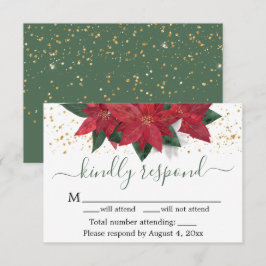 Agradecimiento Elegante Navidades de Poinsettia Boda Tarjeta RSVP