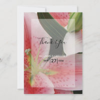 Elegante Oriental Lilies Boda Tarjeta de agradecim