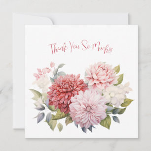 Agradecimiento Elegante Pastel Flores de acuarela Gracias Tarjeta