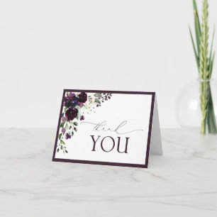 Agradecimiento Elegante Plum Purple Floral Tarjeta de agradecimie