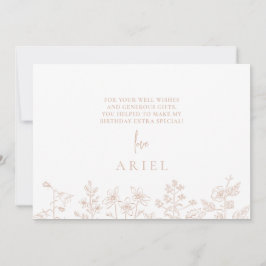 Agradecimiento Elegante pólvora floral color rosa tarjeta de agra