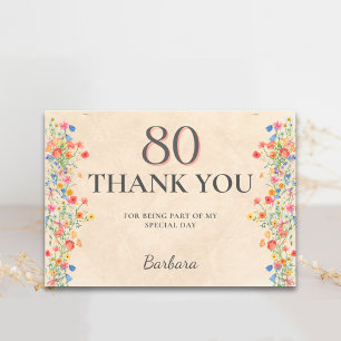 Agradecimiento elegante por el 80 cumpleaños con f