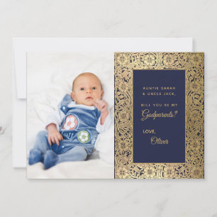 Agradecimiento Elegante propuesta de padrinos tarjeta de foto dor