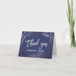 Agradecimiento Elegante Rosa de oro y Boda de la Marina - Tarjeta