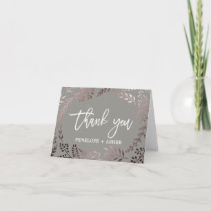 Agradecimiento Elegante Rosa de oro y Boda gris - Tarjeta de agra