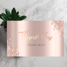 Agradecimiento Elegante Rosa Purpurina de oro Dris Tarjeta de agr