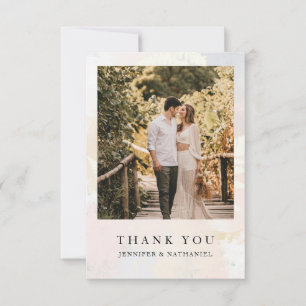 Agradecimiento Elegante Rubor Flower Photo Boda Tarjeta de agrade