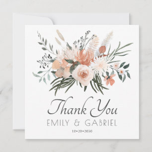 Agradecimiento Elegante Rubor Pink Floral Boda Tarjeta de agradec