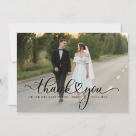 Agradecimiento Elegante Script Boda de fuentes Foto Tarjeta de ag