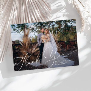 Agradecimiento Elegante Script Boda Foto Tarjeta de agradecimient