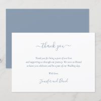 Elegante Script Dusty Blue Boda Tarjeta de agradec