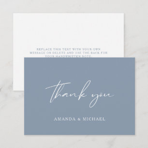 Agradecimiento Elegante Script Dusty Blue Boda Tarjeta de agradec