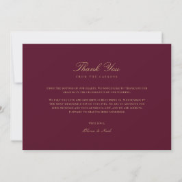 Agradecimiento Elegante Script Gold & Burgundy Tarjeta de agradec