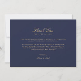 Agradecimiento Elegante Script Gold & Navy Tarjeta de agradecimie