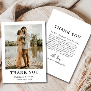 Agradecimiento Elegante Script Simple Boda Foto Tarjeta de agrade
