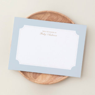 Agradecimiento Elegante tarjeta Baby Shower Blue and Gold de agra