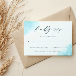 Agradecimiento Elegante tarjeta Boda RSVP de color azul azul Verd